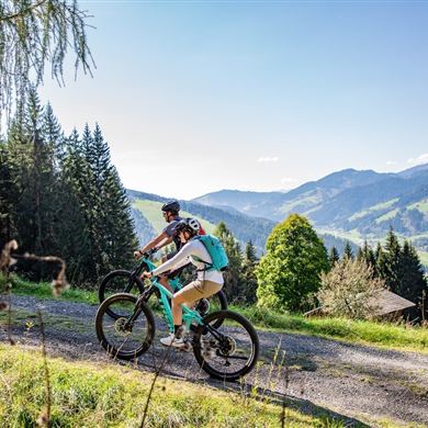 Einsame Wald- & Forststraßen, coole Trail-Passagen und ein atemberaubender Ausblick aufs Dachstein Massiv warten bei dieser Tour auf euch